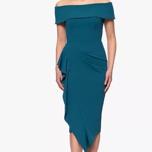 Elegant Hunter Green Off-Shoulder Dress
